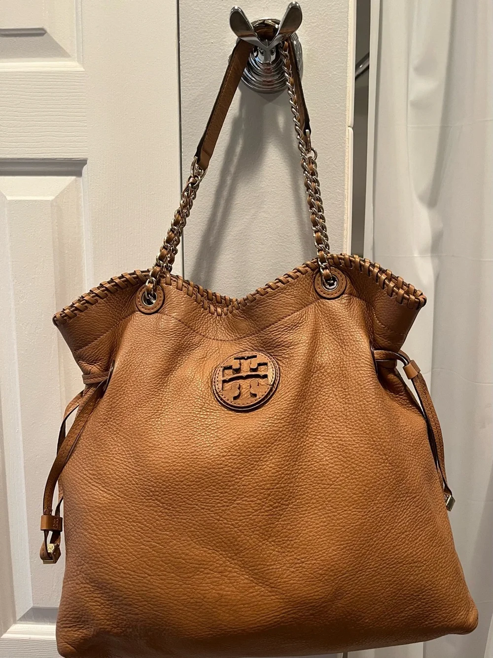 Tory Burch Marion Slouchy Camel Colored Shoulder Bag